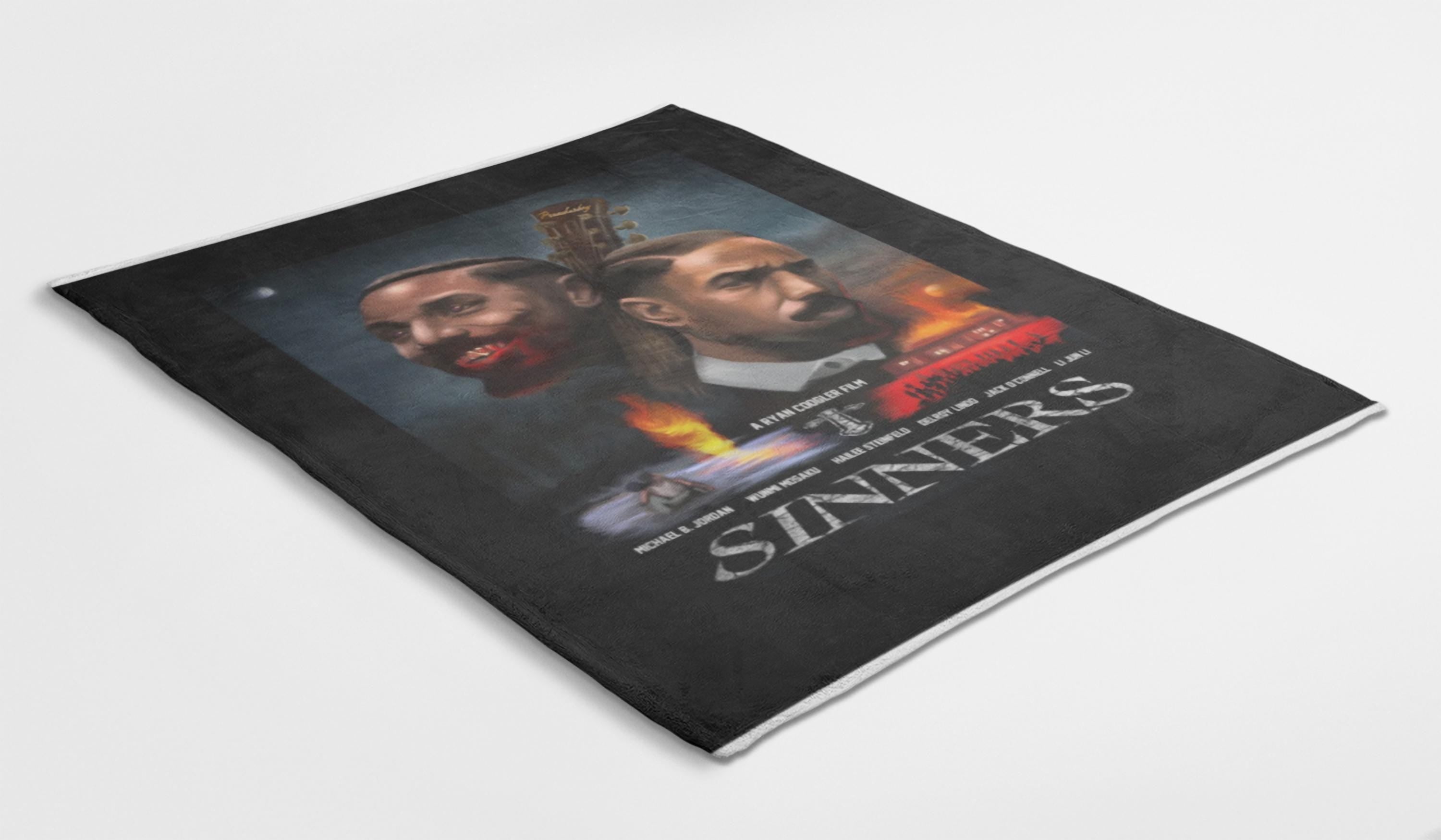 Sinners Movie Poster Velveteen Plush Blanket | Dark Horror Movie Artwork